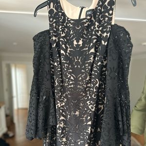 Women's Black and Beige Lace/Cold Shoulder- Size 12